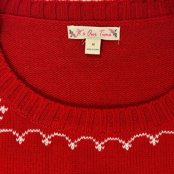 Owl Christmas Sweater Red Medium. The red and owl make it Perfect for Chi Omega - Picture 4 of 11